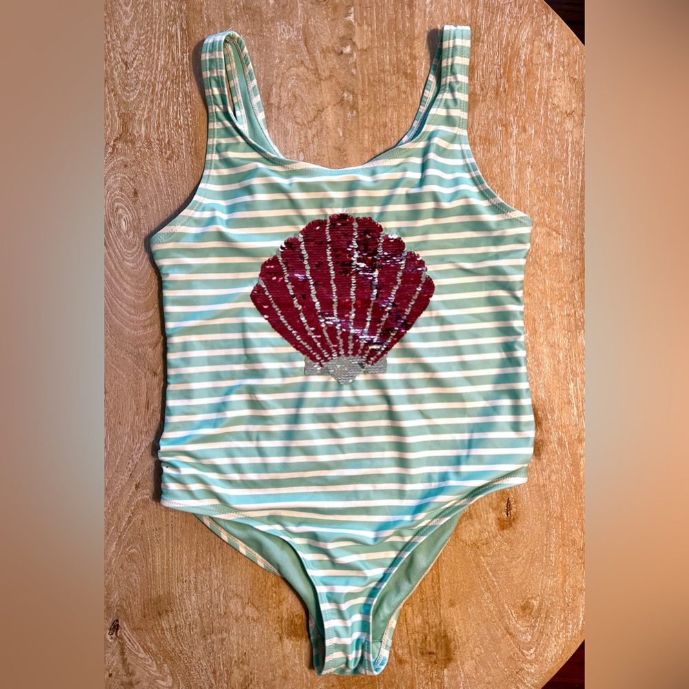 Girls Aqua Sparkly Swimsuit
